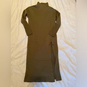 Aritzia Wilfred Wool sweater dress modified to have high slit and embroidery
